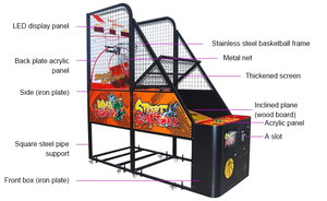 Máquina arcade de tiro de baloncesto que funciona con monedas, máquina de juego de baloncesto callejero de diversión - Product Image 5