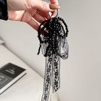 Porte-clés Pendentif Fait Main en Perles et Dentelle avec Nœud, Texture Haut de Gamme, pour Sac et Voiture, Style Tendance pour Femme