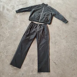 YSJY custom stacked joggers set men soccer warm up suits high quality nylon wind breaker tracksuit set men