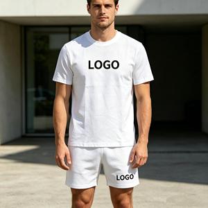 Ensembles de t-shirts grande taille pour hommes, ensembles deux pièces à manches courtes 480 g/m² pour hommes, 100 % coton éponge, ensembles décontractés d'été - Product Image 5