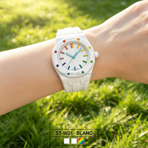 Luxury Bioceramic Octagon Men <b>Watch</b> Waterproof Colorful Silicon Strap Casual Sport Wristwatch Geometric <b>Homage</b> <b>Watch</b> Wholesale - Product Image 2