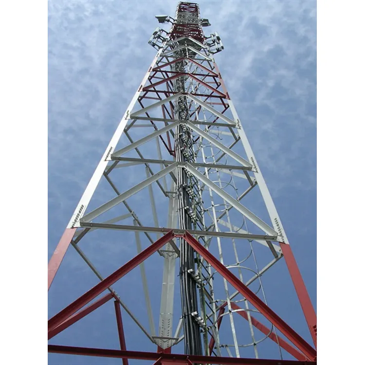 Hot dip baja tergalvanis 80-100 meter, menara antena microwave komunikasi televisi dan radio kisi sudut berkaki 4