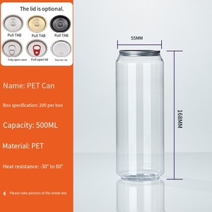 Thực Phẩm Cấp Xi Lanh Soda Nước Trái Cây Gói Rõ Ràng Pet Nhựa Lon Dễ Dàng Mở Nhôm Có Nắp Đậy Tùy Chỉnh Dùng Một Lần 500Ml Pop Lon Logo - Product Image 3