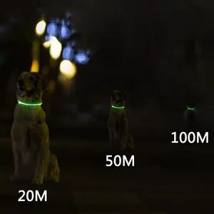 Pet Glow yaka toptan PVC pet kedi yaka usb şarj glow-in-the-koyu köpek tasması