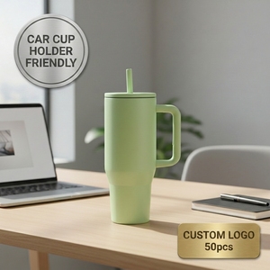 Vaso Térmico <span class=keywords><strong>de</strong></span> Acero Inoxidable <span class=keywords><strong>de</strong></span> 40oz con Logotipo Personalizado, Asa y Popote, Apto para Portavasos <span class=keywords><strong>de</strong></span> <span class=keywords><strong>Coche</strong></span>, Taza <span class=keywords><strong>de</strong></span> Café <span class=keywords><strong>de</strong></span> Viaje con Aislamiento al Vacío - Product Image 1