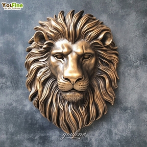 Arte Metálico para Pared, Escultura de Cabeza de León en Bronce, Decoración para <span class=keywords><strong>el</strong></span> Hogar, Adorno Colgante de Pared - Product Image 3
