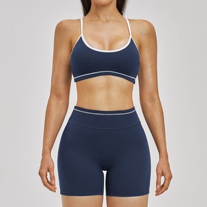 <span class=keywords><strong>Ensemble</strong></span> de yoga pour femmes effet seconde peau, color block, séchage rapide, pour fitness, course et entraînement en extérieur - Product Image 4