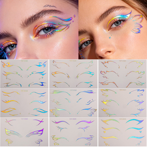 3 Pares de Pegatinas Holográficas para Maquillaje de Ojos, Festival de Música, <span class=keywords><strong>Tatuaje</strong></span> Facial Temporal que Cambia de Color, Pegatinas de Gato, Mariposa y Cejas - Product Image 4