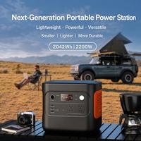 Station d'alimentation pour éclairage extérieur 2042Wh 2200W, générateur solaire portable, batterie LiFePO4, alimentation de secours pour le camping et l'éclairage d'urgence