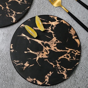 Commercio all'ingrosso di Ceramica Porcellana Moderno Ristorante Ristorazione Marmo nero Intarsi In <span class=keywords><strong>Oro</strong></span> <span class=keywords><strong>Piatti</strong></span> <span class=keywords><strong>E</strong></span> <span class=keywords><strong>Piatti</strong></span> <span class=keywords><strong>Set</strong></span> - Product Image 4