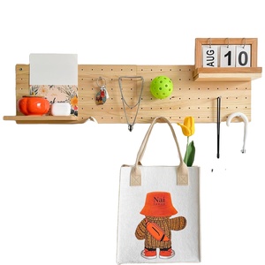 JUNJI Wooden Pegboard <strong>Peg</strong> Board Accessory Kit Modular <strong>Hanging</strong> for Wall Organizer for Entry Way Home Kitchen Organizer - Product Image 1