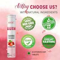 OEM Yetişkinler İçin Efervesan Biotin Tabletleri Doğal Vitamin Takviyesi Sağlıklı Saç, Cilt ve Tırnakları Destekler 1000-4000mg Seçenekleri 20'li Paket