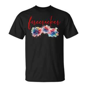 T-shirt promotionnel personnalisable pour femmes, motif Feux d'artifice du 4 juillet - Product Image 1