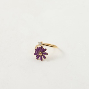 Anello Antistress di Lusso a Forma di Margherita <span class=keywords><strong>per</strong></span> Donne, Anello Impilabile in Acciaio Inossidabile, Anello Aperto con Zirconia Cubica - Product Image 4