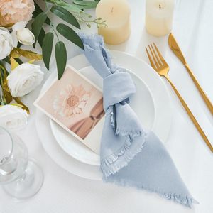 Serviettes en lin rustiques lavables en vrac, gris et bleu, pour Pâques et le printemps, réutilisables pour dîner, mariage, fête, baby shower - Product Image 2