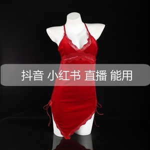 Retro French Lace Velvet Nightgown For Women Low Cut Backless <b>Suspender</b> Sleepwear 8349 - Product Image 5