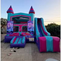 Château gonflable multicolore avec toboggan pour location