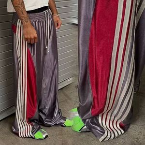 <span class=keywords><strong>Pantalones</strong></span> de chándal personalizados con rayas laterales para hombre, de algodón grueso, holgados, de pierna ancha, estilo flare, jogger, streetwear, oversize - Product Image 1
