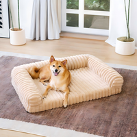 Canapé-lit orthopédique rectangulaire pour chien et chat, confort moelleux, design moderne et luxueux, rayures hivernales, lavable et protecteur