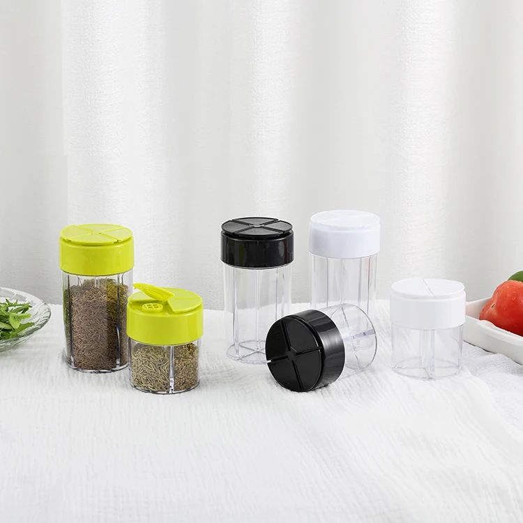 Hot selling kitchen accessories PP PS plastic mini small salt and pepper spice shaker with bottle plastic