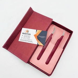 Pince à épiler d'extension de cils d'isolement incurvée en acier inoxydable de marque privée à pointe pointue professionnelle nouvelle boîte de conception durable - Product Image 6