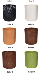 Scandinavian phong cách đơn giản thân thiện với môi PP nhựa Chậu hoa bắt chước gốm sọc dọc có sẵn kích cỡ khác nhau cho - Product Image 6