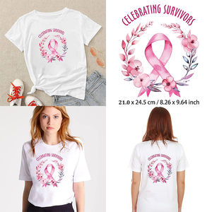 Sensibilisation au cancer du sein conception de transfert sensibilisation au cancer du sein fer sur décalcomanies pour t-shirts vêtements oreiller vêtements sac à dos - Product Image 5