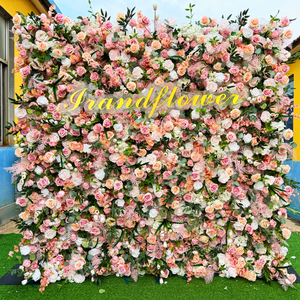 母の日の新年のための審美的な結婚式とパーティーデコレーションのための高品質8 * 8ftピンクのバラの花の壁布素材 - Product Image 2