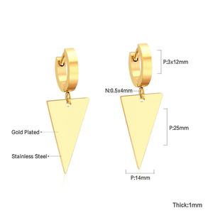 Pendientes de Aro Colgantes con Colgante de Triángulo Invertido de Acero Inoxidable Chapado en Oro de 18K, Joyería Creativa de Moda al por Mayor para Mujer - Product Image 2