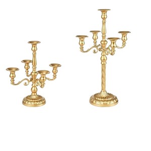Candélabre doré de style européen à 5 bras, porte-bougie, décoration de table de mariage, chandelier en fer, centre de table - Product Image 5