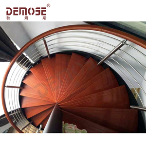 Kit di scale a chiocciola antiche pedate in legno 38mm 40mm 50mm 90mm con ringhiere in acciaio inossidabile - Product Image 3