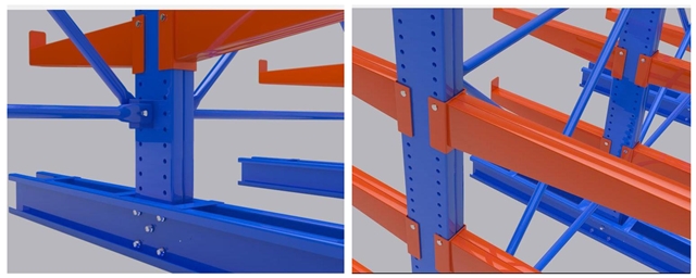 2000kg Capacity Steel Tube Cantilever Rack Shelves For Fabric Roll Storage