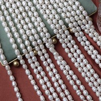 Perles en forme de riz filetées de 5 mm, perles d'eau douce naturelles sans noyau, perles en vrac pour bricolage, environ 35 cm et environ 45 perles