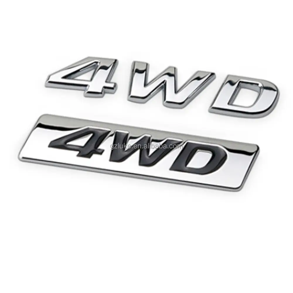 Großhandel 3D Chrom 4WD Auto Seite Fender Abzeichen Emblem Aufkleber Benutzer definierte Metall Embleme Abziehbilder