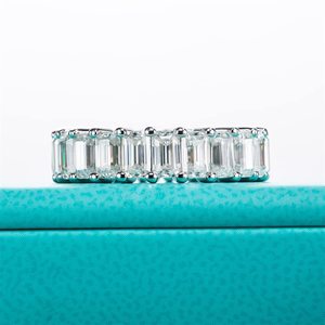 custom Moissanite <b>Eternity</b> <b>Ring</b>, Round/Emerald/Princess Cut 5cttw D Color 925 Sterling <b>Silver</b> Wedding Band <b>Rings</b> for Women - Product Image 4