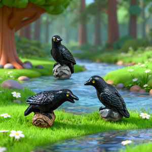 Miniature Crows Decor Figures Black Raven Figurine <b>Mini</b> Resin Animals for Holiday Scene Micro Landscape Spooky Party <b>Table</b> Decor - Product Image 1