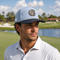 Casquette de golf personnalisée en polyester/coton Dobby à pois avec logo, 6 panneaux, haute qualité, faible MOQ, respirante, séchage rapide, sangle réglable