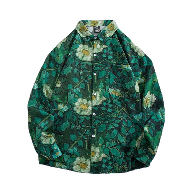 NEW ARRIVALS Stylish Green White Floral Print Men's Shirt Menswear  Trendsetter Flower Details Summer Men Casual Shirts Blouse