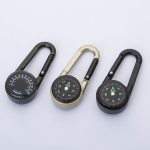 Double-Sided <b>Compass</b> Zinc Alloy Carabiner Keychain Multi-Function Temperature Measurement Outdoor <b>Navigation</b> Tool - Product Image 1