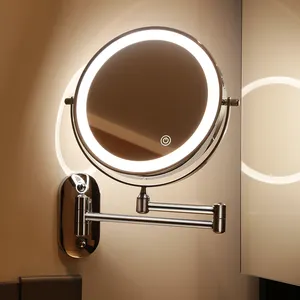 Светодиодный настенный кронштейн для телевизора зеркало для макияжа с 10X увеличение Выдвижная Двусторонняя освещенное увеличительное косметическое зеркало
