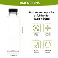 Bouteilles en plastique pour jus, stock local US, livraison gratuite, 480 ml, transparentes, vides, réutilisables, contenants pour boissons jetables, en vrac, 16 oz