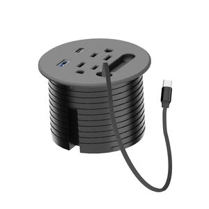Multiprise de bureau encastrable pour mobilier industriel avec câble d'extension rétractable USB-C PD20W, prise UK/US/EU, pour trou de 3 pouces, charge rapide - Product Image 1