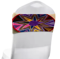Ceintures de chaise de bande de chaise en spandex croisé d'Éthiopie personnalisées en gros pour la décoration Habesha