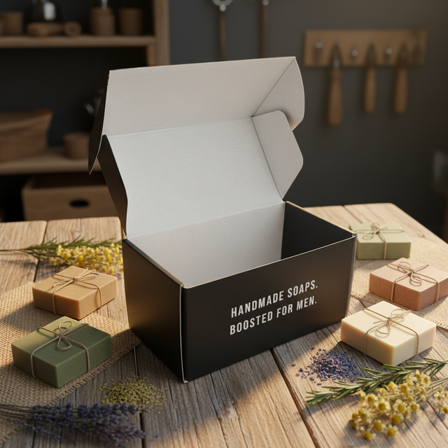 Custom Cardboard Mailer Box for Soap Shipping  Durable Corrugated Mailer with Insert, Custom Logo & Free Design, Eco-Friendly