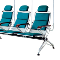 Chaise d'attente confortable en métal pour patients hospitalisés, 3 places, avec support pour perfusion intraveineuse, utilisation commerciale en extérieur