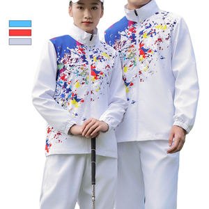 Chaqueta Deportiva Unisex con Cierre Completo y Cuello Alto, Estampado Colorido con Diseño de Salpicaduras de Tinta, Cortavientos Ligero para Actividades al Aire Libre en Equipo - Product Image 3