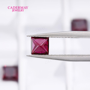 CADERMAY Cultivated Ruby Loose Stone 5x5mm Princess Cut Jewelry Findings - Product Image 2