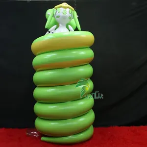 Boneca de abraço verde inflável personalizada com cauda longa e buraco SPH inflável para menina