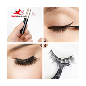 Faux cils magnétiques faits à la main à bas prix pour approvisionnement mixte, sans colle, avec 5 eye-liners magnétiques, extensions de cils avec pince à épiler - Product Image 3