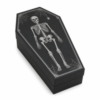 Caja de Regalo Magnética con Forma de Ataúd Vintage, Diseño de Telaraña Negra Mate, Materiales Reciclados, Empaque de Regalo con Relieve
